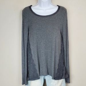 Bordeaux Women's Dark Gray Silk Back Long Sleeve Top